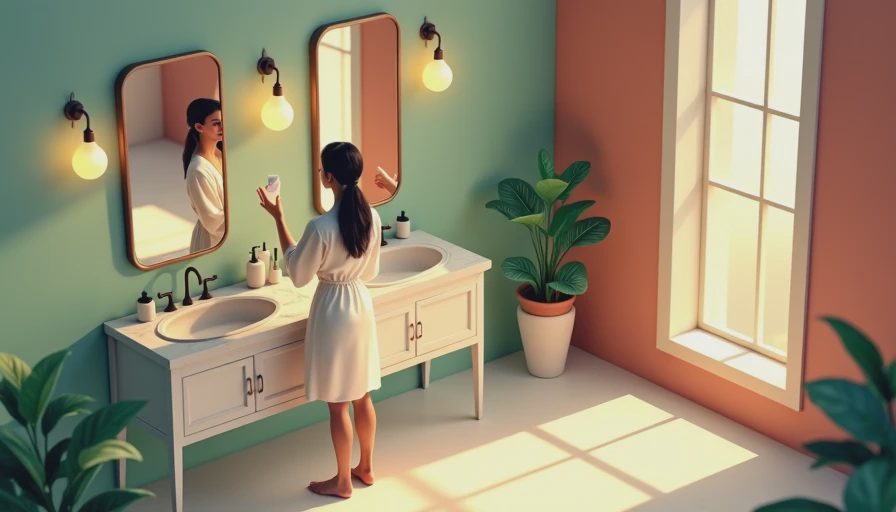 Visual context for vintage bathroom vanity light fixtures