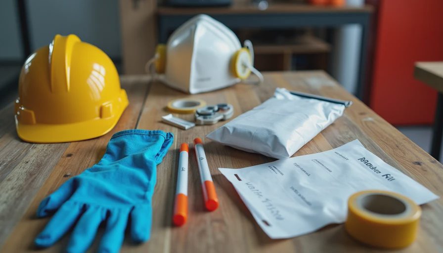 Safety equipment for lead and asbestos testing during bathroom demo