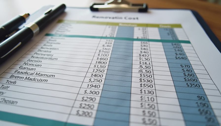 Detailed budget breakdown spreadsheet for bathroom remodel project