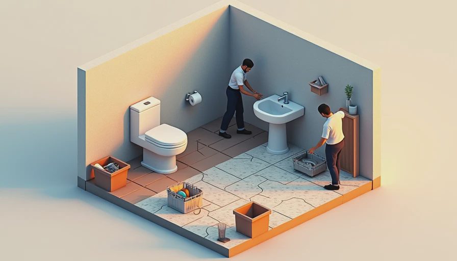 Visual context for replace bathroom subfloor around toilet cost