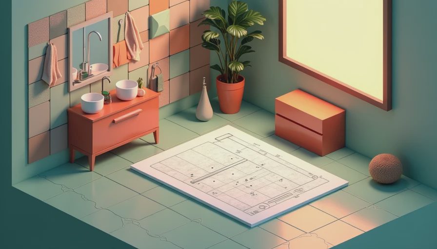 Visual context for shower wall tile
